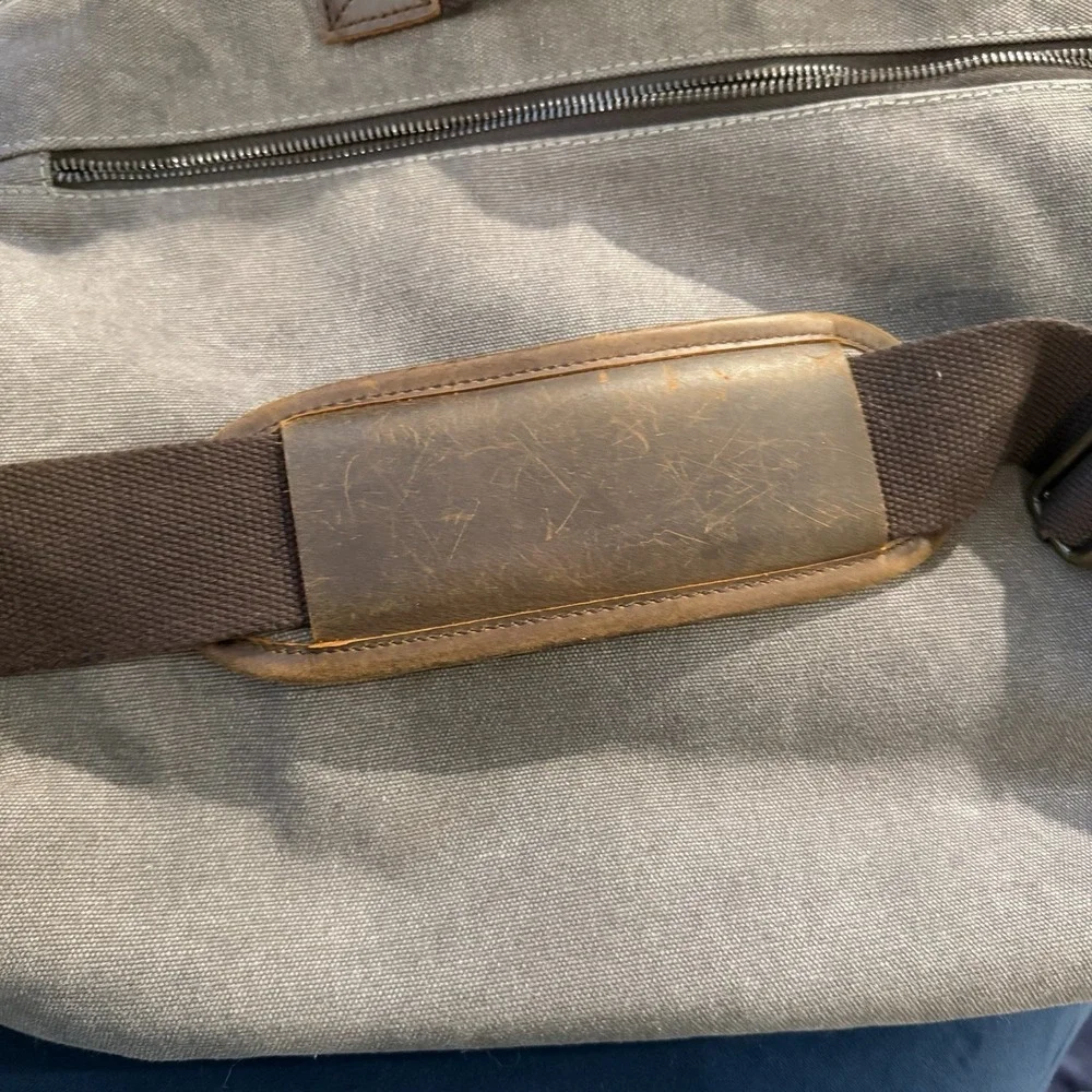 Lifewit Messenger Bag Gray Canvas Brown Leather‎ Satchel Cross Body Shoulder